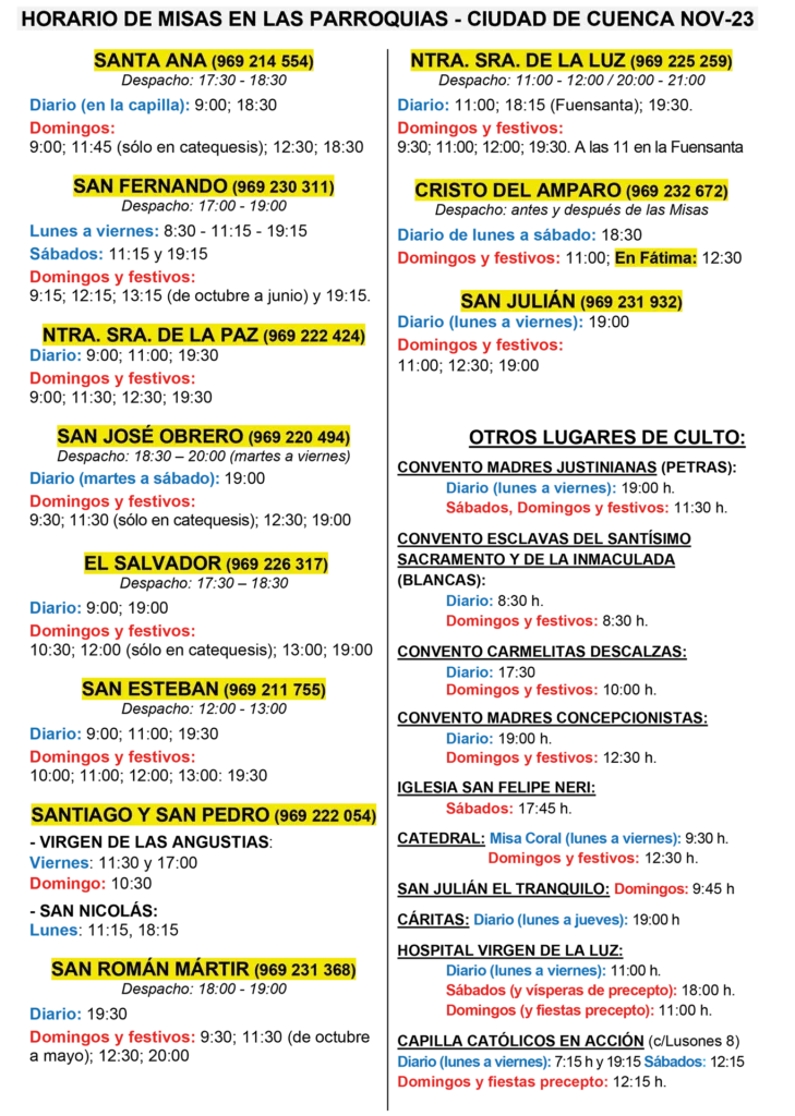 horarios misas